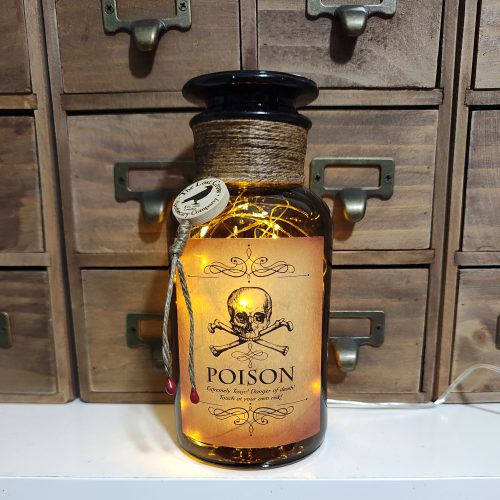 Poison Potion LED Lamp Light 500ml Brown Glass Reagent Apothecary Bottle