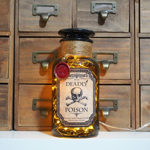 Deadly Poison Amber Reagent Potion Apothecary Bottle Lamp